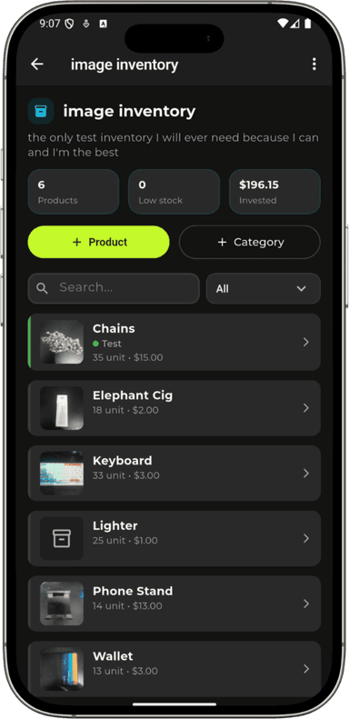 BazarMio product catalog screen